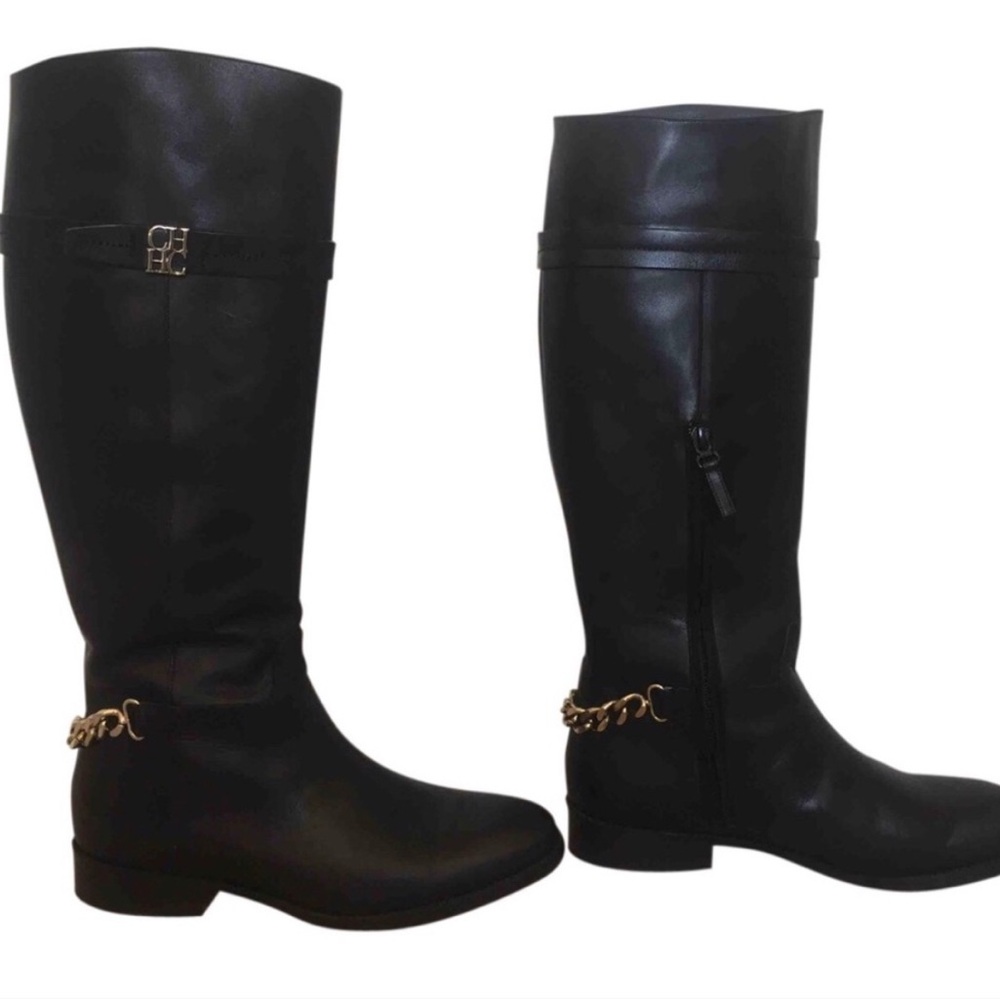 Elegant Carolina Herrera Black Leather Boots